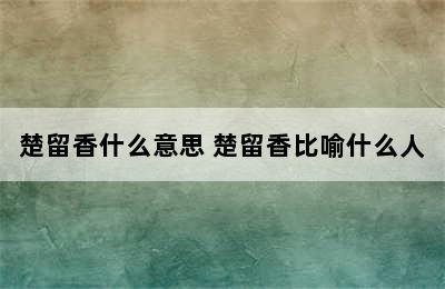 楚留香什么意思 楚留香比喻什么人